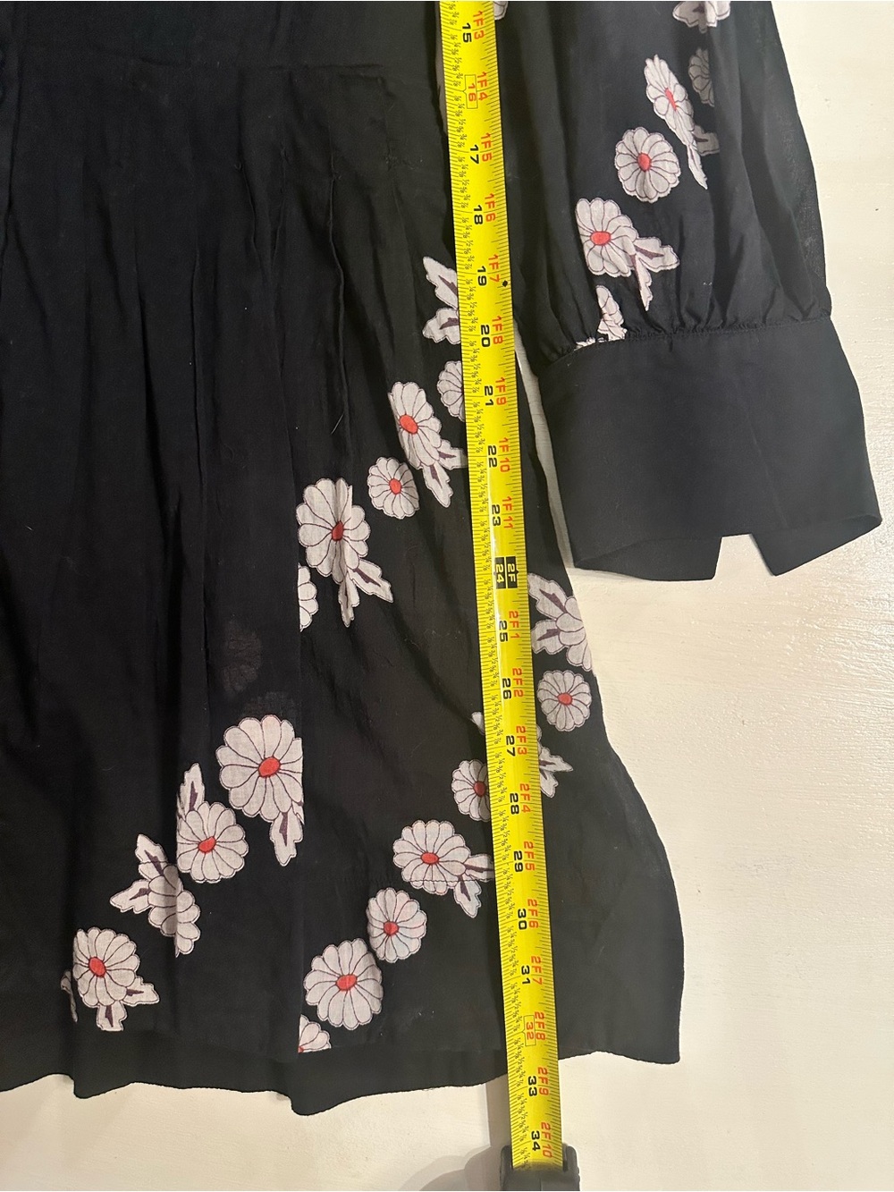 Free People Black Floral Button-Front Dress with Puff Sleeves - Picture 8 of 8